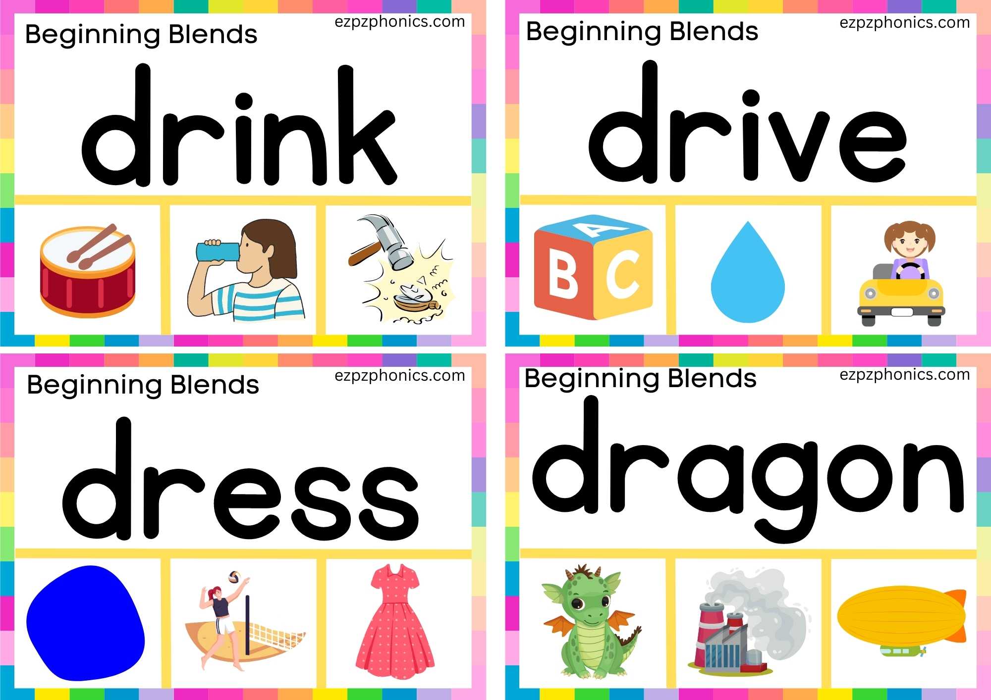 DR Beginning Blends Clip Cards Read The Words And Clip The Correct Images Set 1